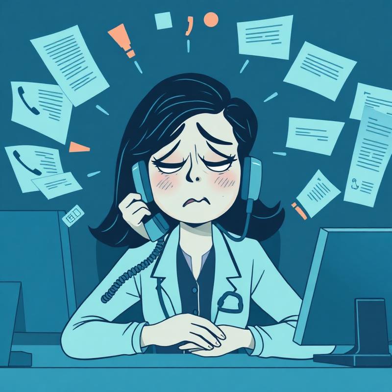 Recepcionista sobrecarregada